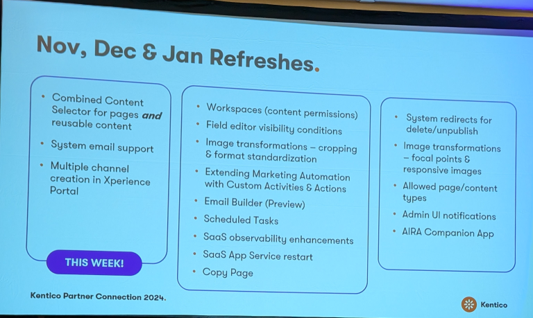 Kentico Connection Miami 2024 Refreshes slide